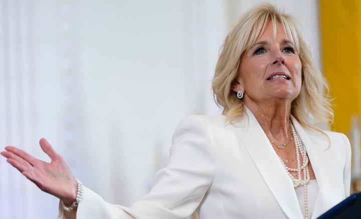 First lady Jill Biden speaks at an event in the East Room of the White House in June.