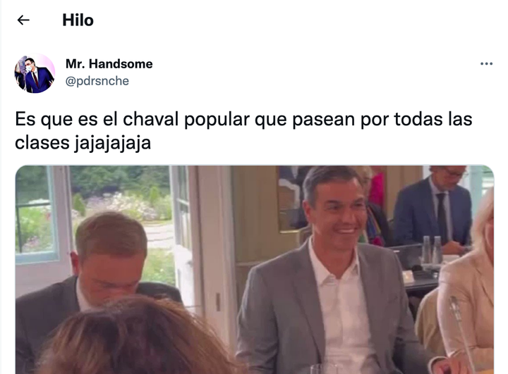 Tuit de Mr.Handsome con el vídeo de Sánches en Alemania.
