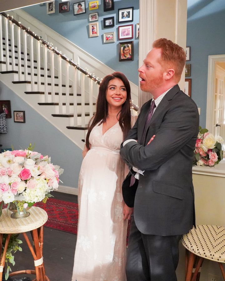 A still of Ferguson and Hyland on "Modern Family," when Hayley Dunphy (played by Hyland) tries to elope. 