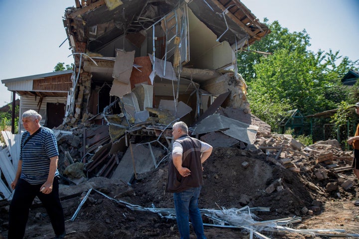 Iglesia baptista destruida por los ataques en Konstantínovka, en la región de Donetsk.