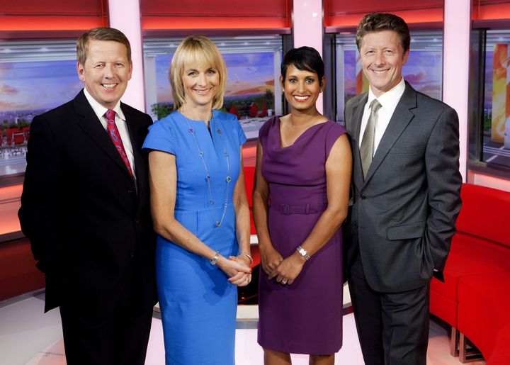 BBC Breakfast presenters (left to right) Bill Turnbull, Louise Minchin, Naga Munchetty and Charlie Stayt. 