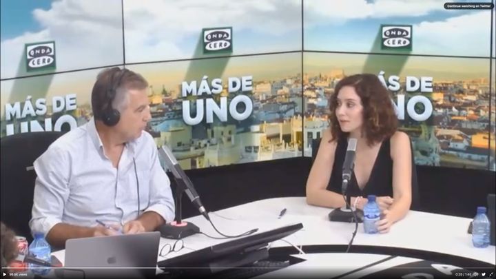 Alsina entrevista a Ayuso en Onda Cero.
