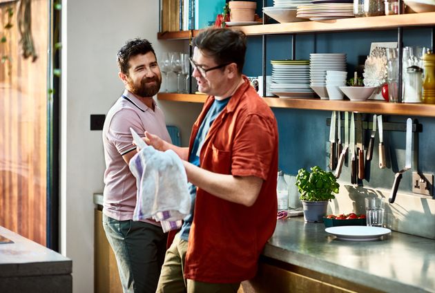 Household chores don't need to be split exactly down the middle for both partners to be satisfied with the arrangement. 