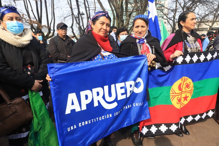 Concentración de la comunidad mapuche en Temuco, Chile, a favor de la nueva Constitución, el pasado 9 de agosto.