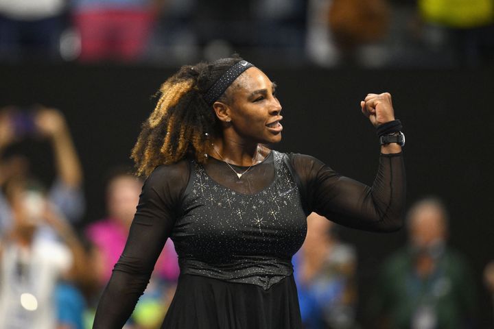 Serena Williams celebrates her win against Estonia's Anett Kontaveit during their 2022 U.S. Open Tennis tournament women's singles second round match in New York, Aug. 31.