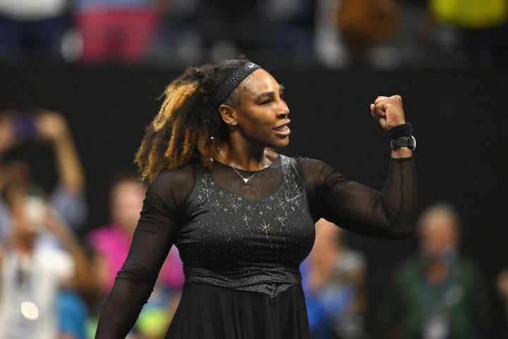 Serena Williams celebrates her win against Estonia's Anett Kontaveit during their 2022 U.S. Open Tennis tournament women's singles second round match in New York, Aug. 31.