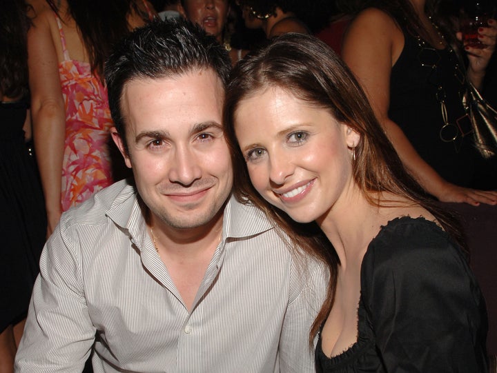 Freddie Prinze Jr. and Sarah Michelle Gellar pictured at a party on July 12, 2006. 