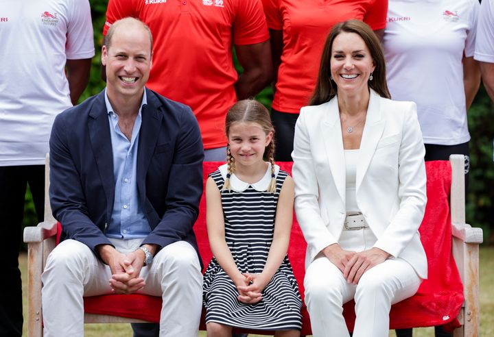 William and Kate pictured with daughter Charlotte last month