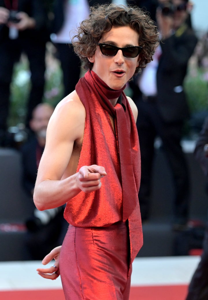 Timothee Chalamet makes bold statement in blood-red backless look at Venice  Film Festival