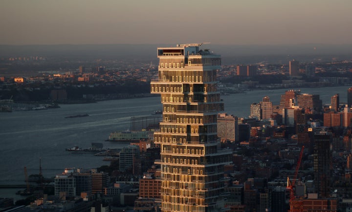 The Jenga residential tower looms over Manhattan.