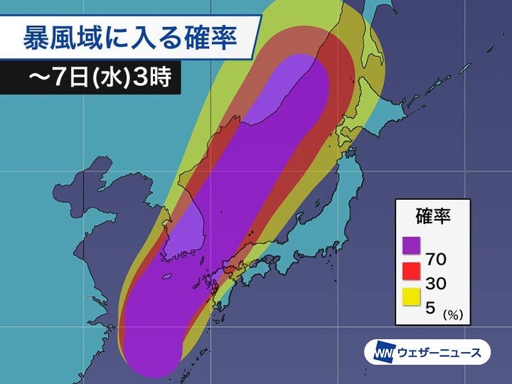 暴風域に入る確率