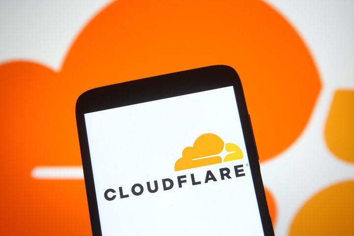 UKRAINE - 2021/06/29: In this photo illustration, Cloudflare logo of an US internet company is seen on a smartphone screen. (Photo Illustration by Pavlo Gonchar/SOPA Images/LightRocket via Getty Images)