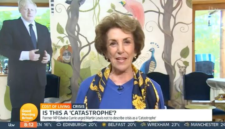 Edwina Currie (and her Boris Johnson cut-out) on Good Morning Britain