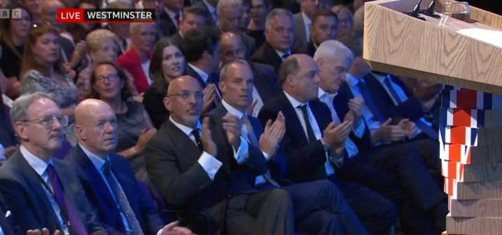 The front row during Truss' speech