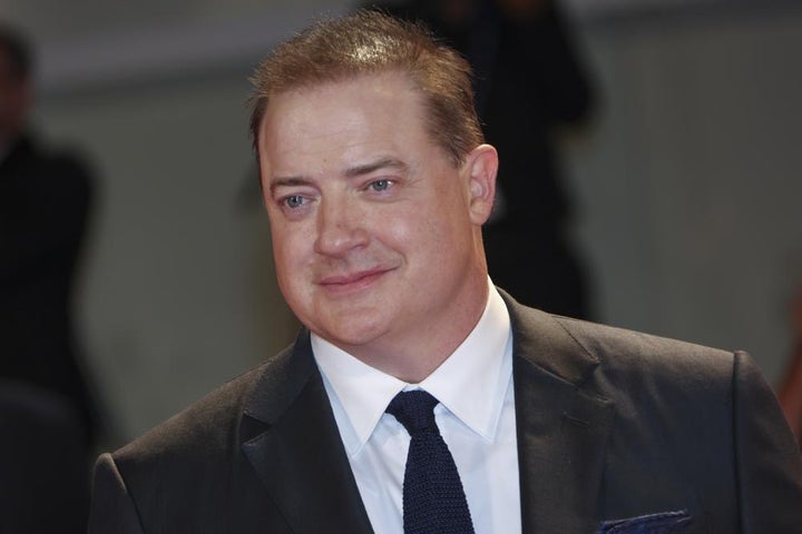 Brendan Fraser poses for photographers upon arrival at the premiere of the film 'The Whale' during the 79th edition of the Venice Film Festival in Venice, Italy on Sept. 4.