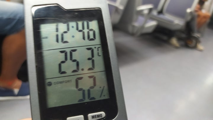 Temperatura en un tren de Cercanías de Madrid en septiembre de 2022.