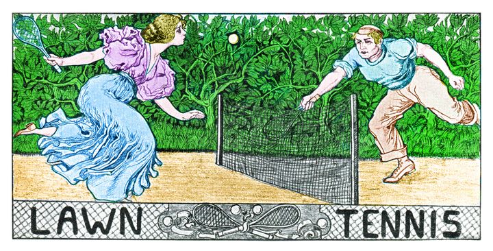 Απεικόνιση παιχνιδιού τένις με επιρροές αρτ νουβό.
