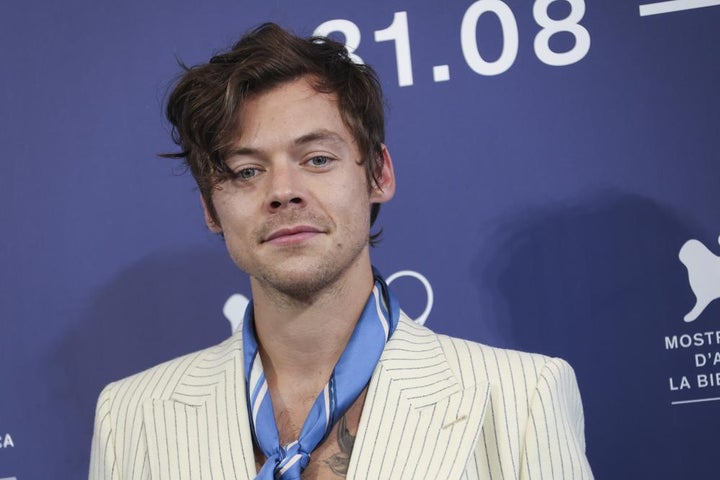 Styles poses for photographers at the photo call for the film 'Don't Worry Darling' during the 79th edition of the Venice Film Festival in Venice, Italy on Sept. 5.