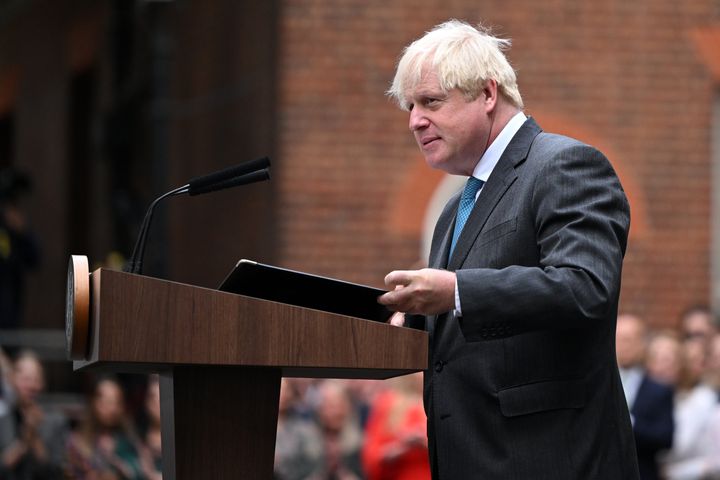 Boris Johnson makes his farewell speech outside 10 Downing Street.