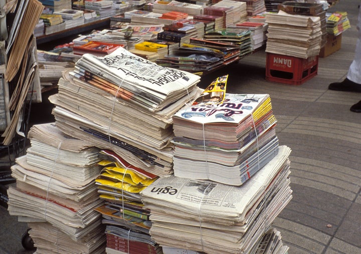 Rambla, Barcelona, Catalonia, Spain. News stand. (Photo by JMN/Cover/Getty Images)