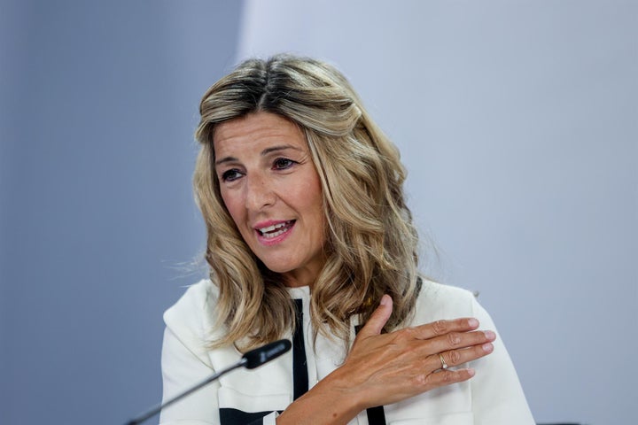La ministra de Trabajo, Yolanda Díaz, en una rueda de prensa, en La Moncloa, a 6 de septiembre de 2022, en Madrid (España).