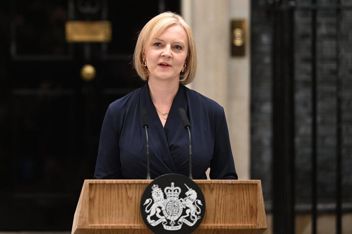 La nueva primera ministra británica, Liz Truss, este martes desde número 10 de Downing Street.