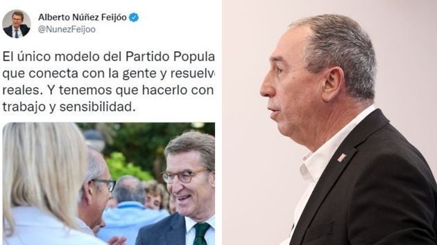 El tuit antiguo de Feijóo y una foto de Baldoví.