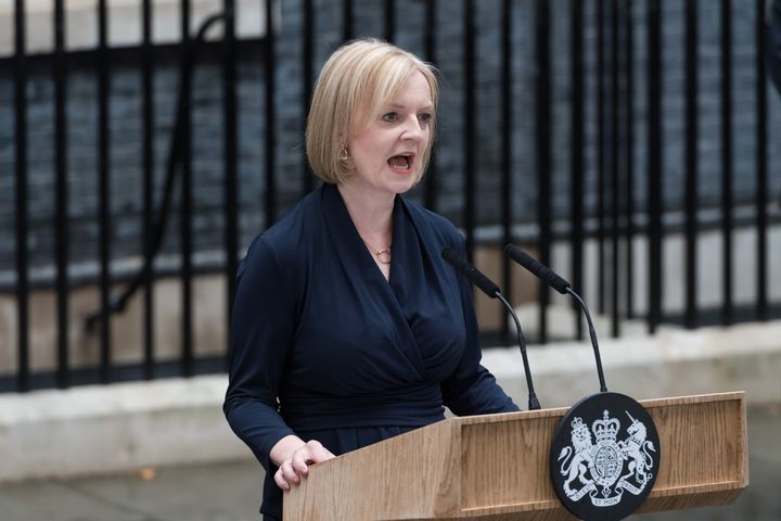 Η Λιζ Τρας εκφωνεί την πρώτη της ομιλία ως Βρετανίδα Πρωθυπουργός έξω από την οδό Downing Street 10 στο Λονδίνο, Ηνωμένο Βασίλειο στις 06 Σεπτεμβρίου 2022