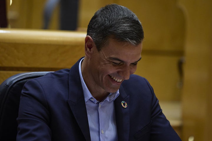 El presidente del Gobierno, Pedro Sánchez, durante el debate, este martes.