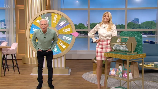 Phillip Schofield and Holly Willoughby playing Spin To Win on Wednesday