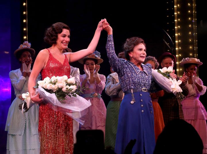 Michele, left, and Tovah Feldshuh take their first curtain call.