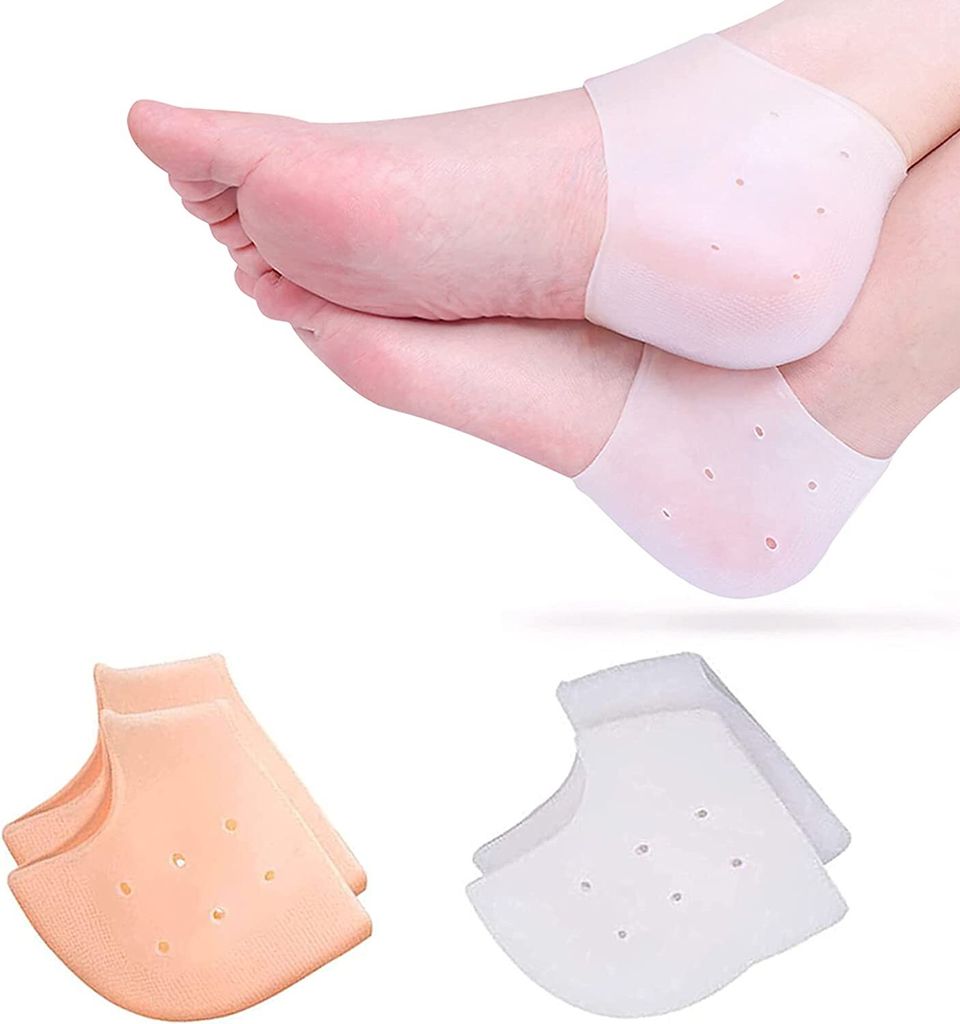 A set of two pairs of silicone heel cups