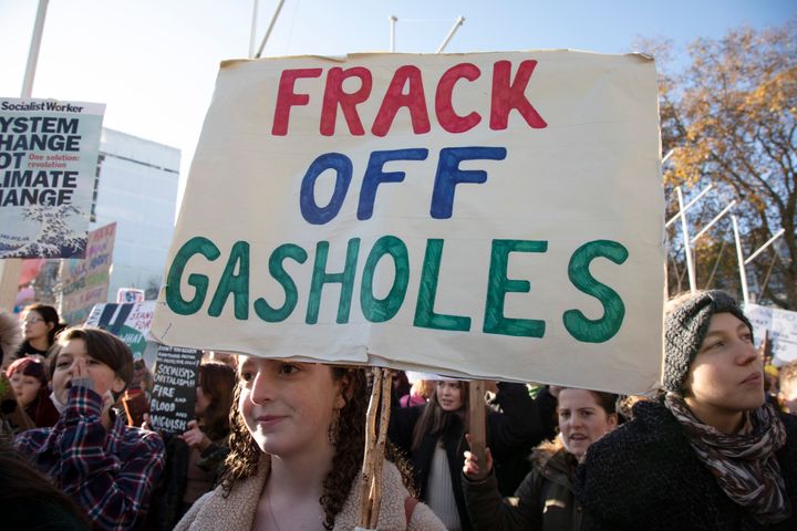 Anti-fracking protesters in London back in 2019