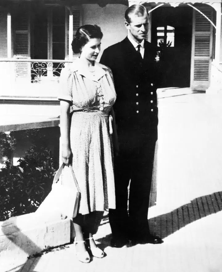 La princesa Isabel y el duque de Edimburgo, celebrando el 24º cumpleaños de ella en Villa Guardamangia, Malta.