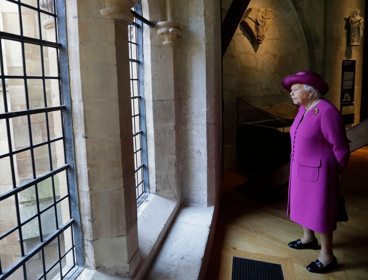 Queen Elizabeth II walks through The Queen's Diamond Jubilee Galleries at Westminster Abbey in London on June 8, 2018.