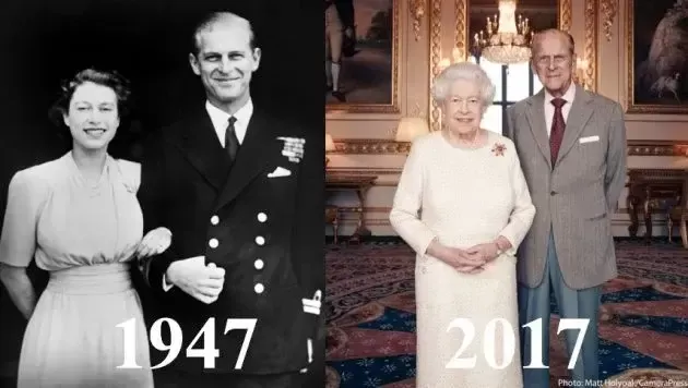 1947年に結婚したエリザベス女王とフィリップ殿下は、2017年に結婚70周年を迎えた。