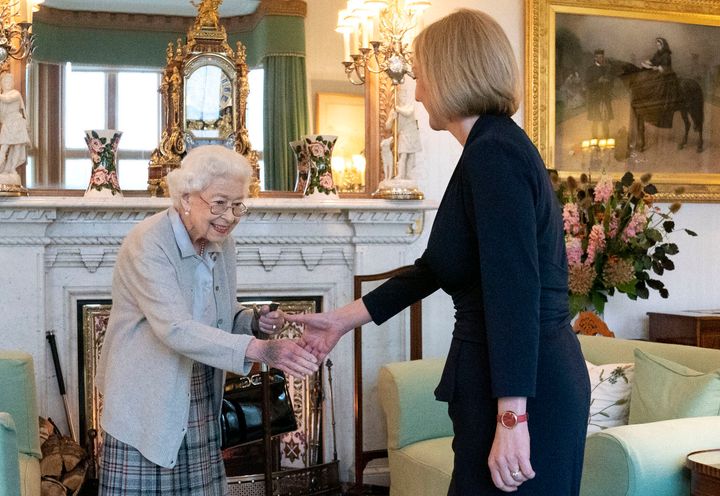 Queen Elizabeth greets newly elected leader of the Conservative party Liz Truss on September 6, 2022.