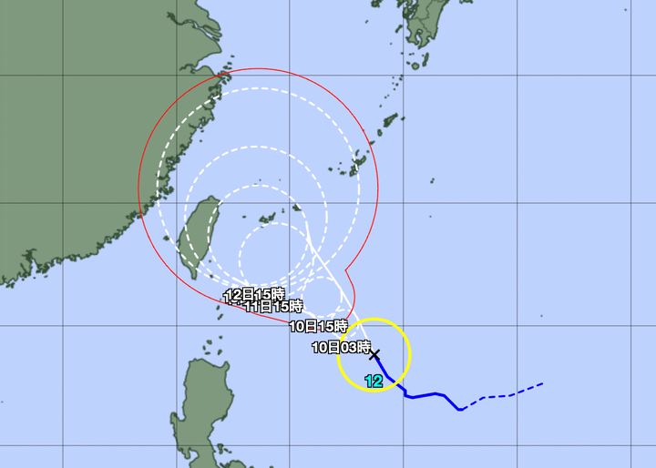 台風12号の予想進路