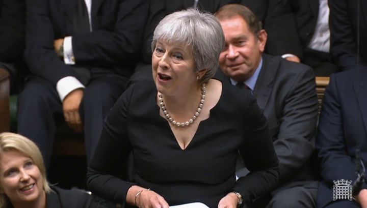 Former Prime Minister Theresa May reading a tribute out in the House of Commons for the late Queen.