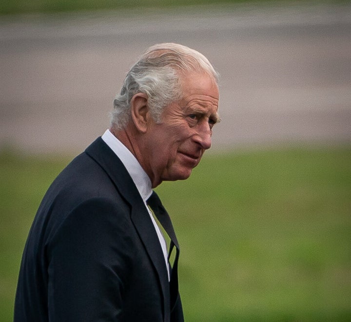 King Charles III at Aberdeen Airport before he travelled back to London