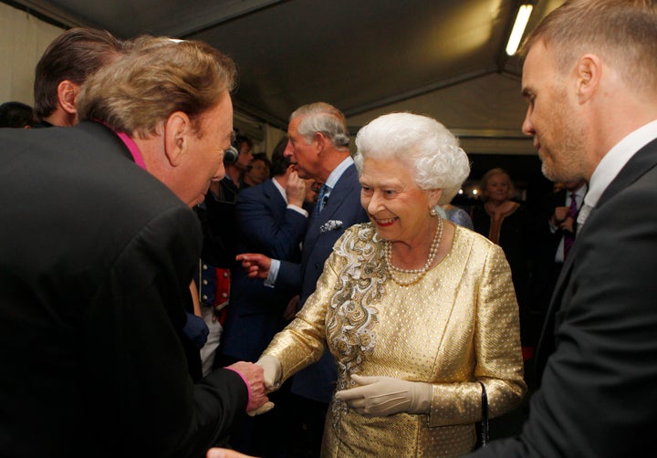 Queen Elizabeth II with Andrew Lloyd Webber in 2012