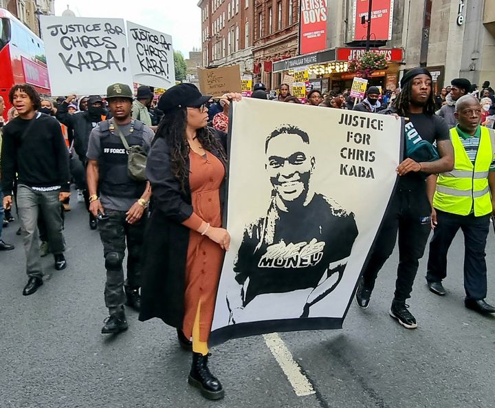 Protesters marching to Scotland Yard following the killing of Chris Kaba earlier this week