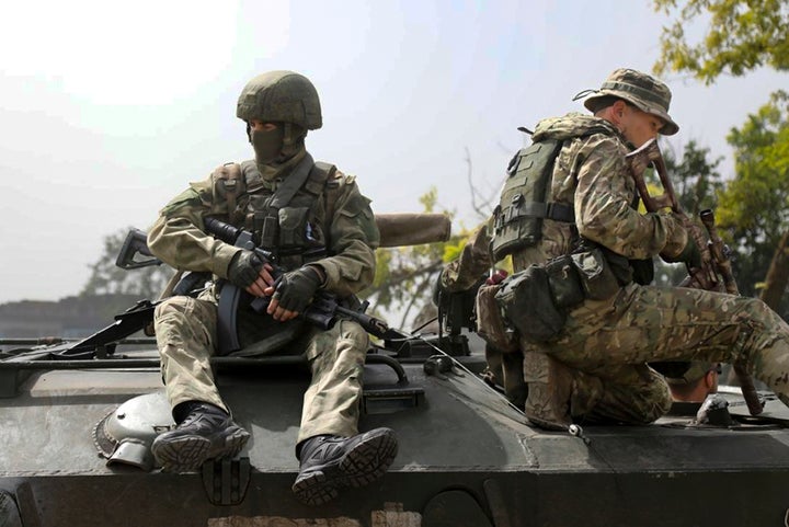 In this handout photo taken from video released by Russian Defense Ministry Press Service on Thursday, Sept. 8, 2022, Russian paratroopers are seen on a mission on the Nikolaev-Krivoy Rog direction in Ukraine. (Russian Defense Ministry Press Service via AP, File)