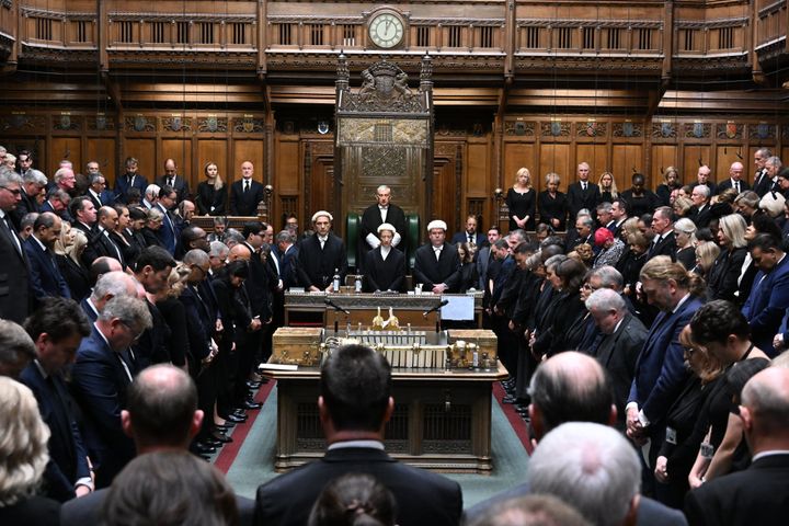 MPs observing a minute's silence in the House of Commons, London following the death of Queen Elizabeth II.