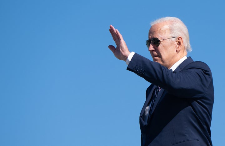 President Joe Biden disembarks Air Force One upon arrival at Columbus International Airport in Columbus, Ohio, on Sept. 9, 2022.