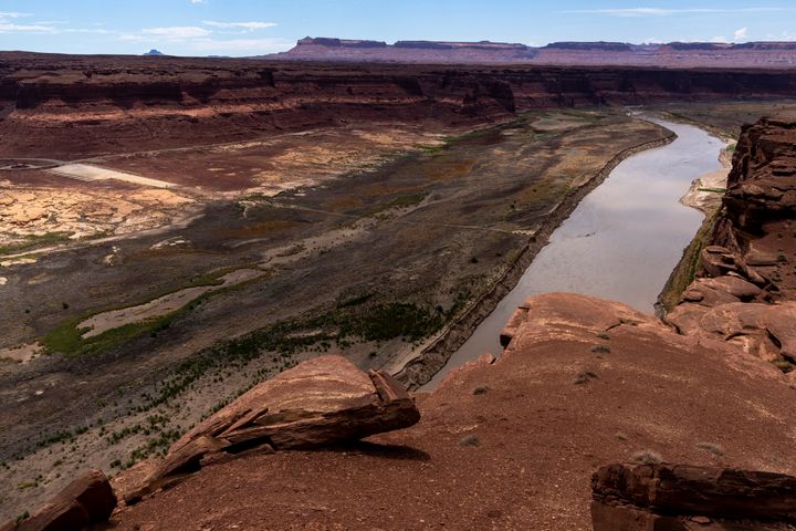 The Hite Marina and boat ramp are closed, as Lake Powell shrinks back to the Colorado River, on Wednesday, July 13, 2022. The second driest state in the country, Utah, doesn't contribute much water to the Colorado River as it flows from Rocky Mountain headwaters through Canyonlands National Park to Lake Powell.