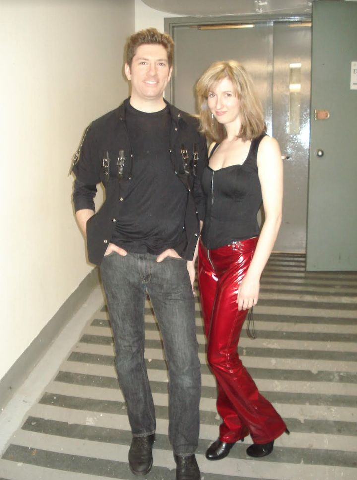 The author and Brian backstage before a concert with Fireworks Ensemble at the Miller Theater in New York in 2010.