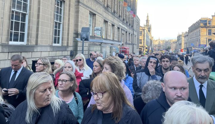 Members of the public queuing to enter St Giles' Cathedral, Edinburgh, to view and pay their respects to Queen Elizabeth II's coffin.