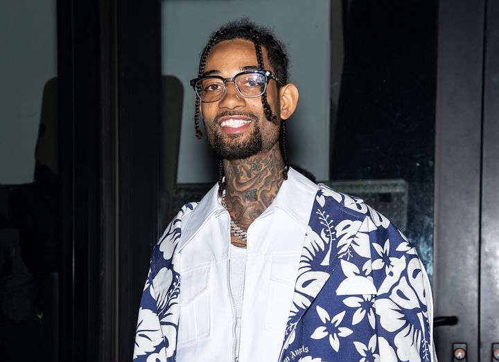 PnB Rock is seen arriving to the Palm Angels Fashion Show during New York Fashion Week in 2020.