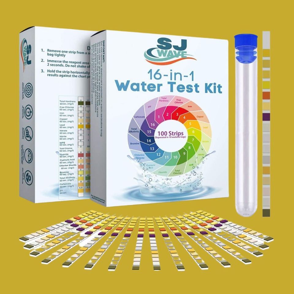 A 16-in-1 water quality testing kit